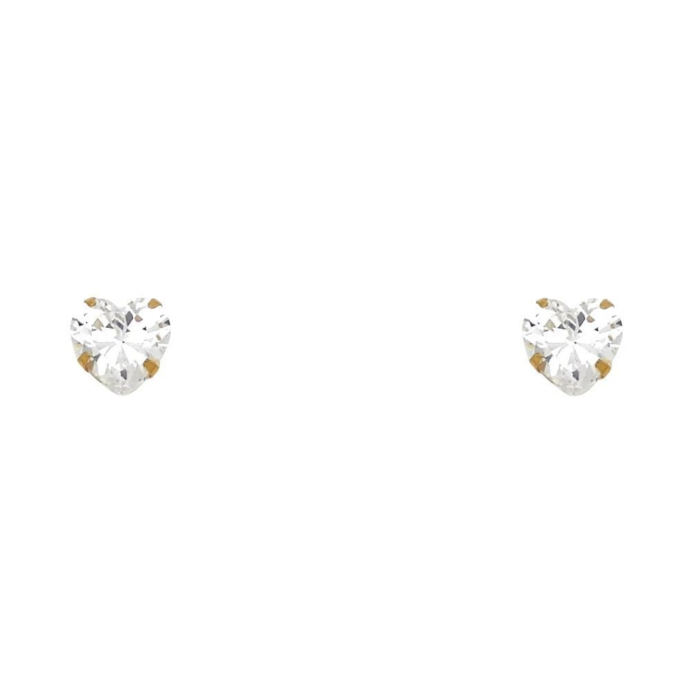NEW 14K YELLOW GOLD 6MM HEART ST SCREW BACK STUD EARRINGS (1 of 2)