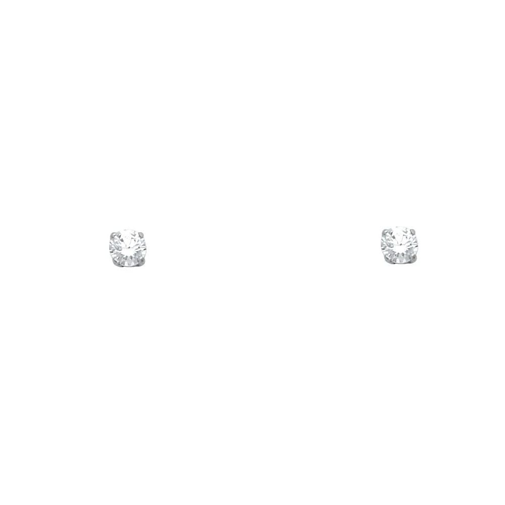 NEW 14K WHITE GOLD ROUND 3MM STUD EARRINGS: NEW 14K WHITE GOLD ROUND 3MM STUD EARRINGSROUND 3MM STUD EARRINGSNEW 14KWHITE GOLD