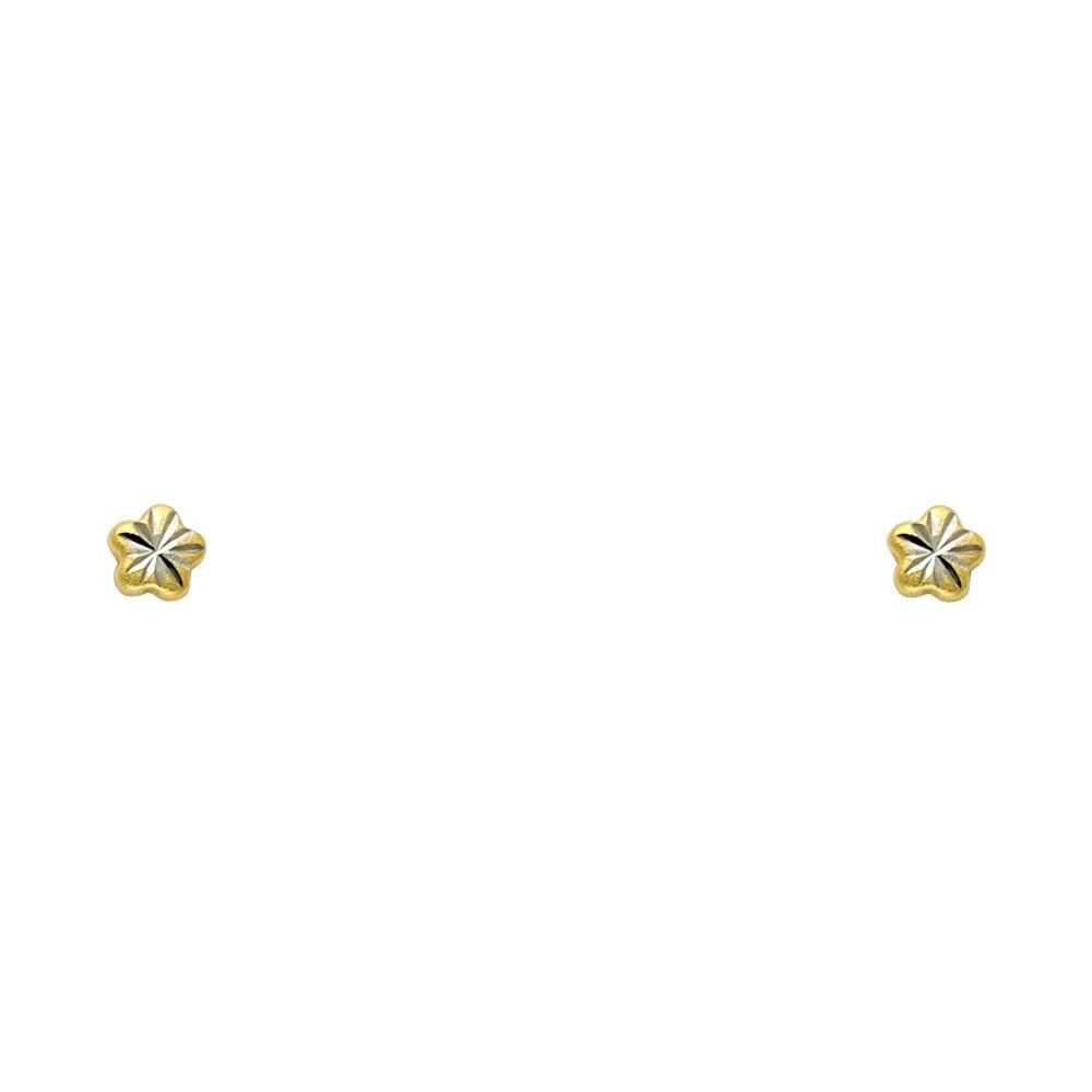 NEW 14K YELLOW GOLD SMALL DC FLOWER SCREW BACK STUD EARRINGS (1 of 2)