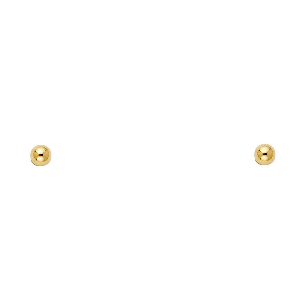 NEW 14K YELLOW GOLD 3MM POST BALL EARRINGS (1 of 2)