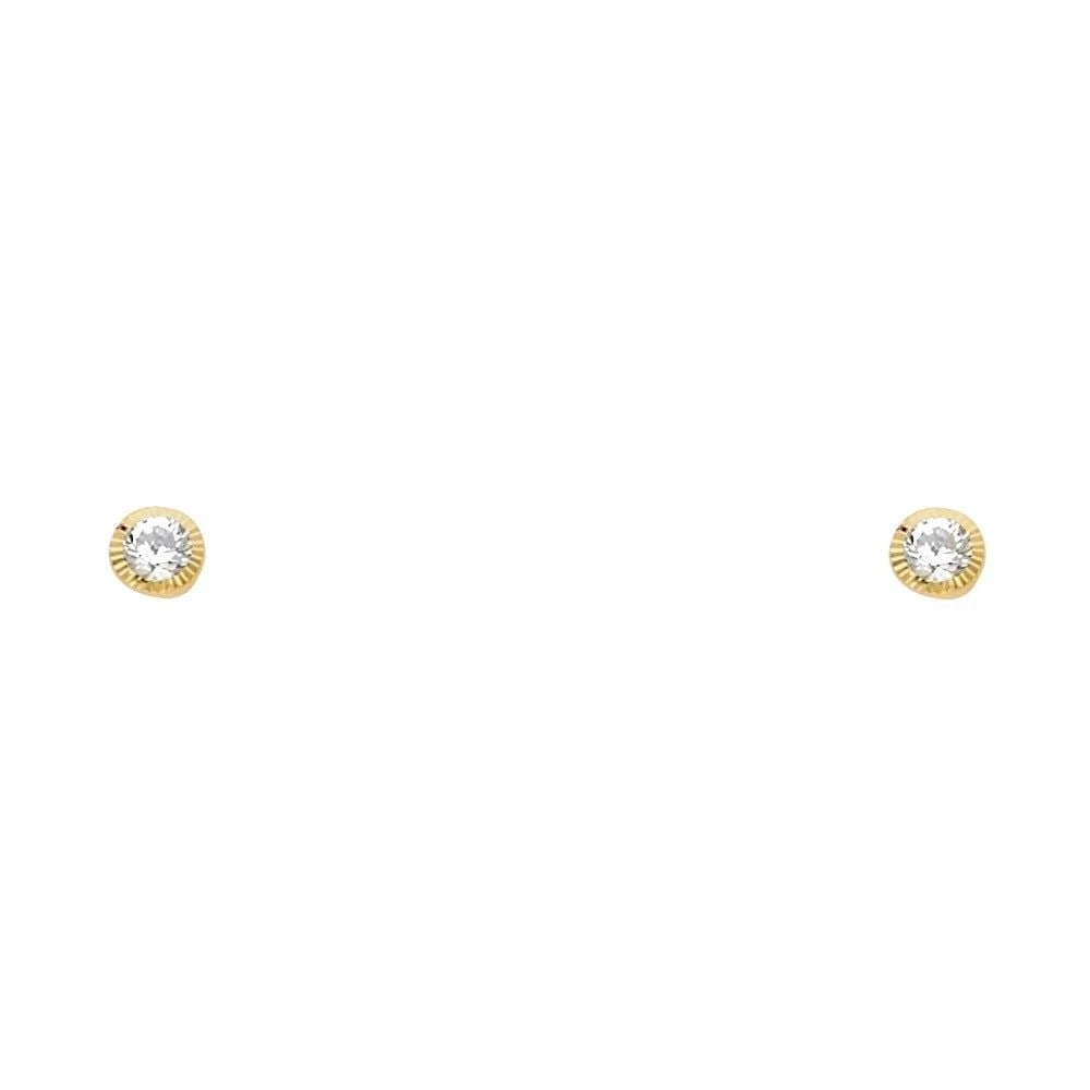NEW 14K YELLOW GOLD 3MM ROUND SOLITAIRE DC SCREW BACK STUD EARRINGS: NEW 14K YELLOW GOLD 3MM ROUND SOLITAIRE DC SCREW BACK STUD EARRINGS 3MM ROUND SOLITAIRE DC SCREW BACK STUD EARRINGS NEW 14K YELLOW GOLD