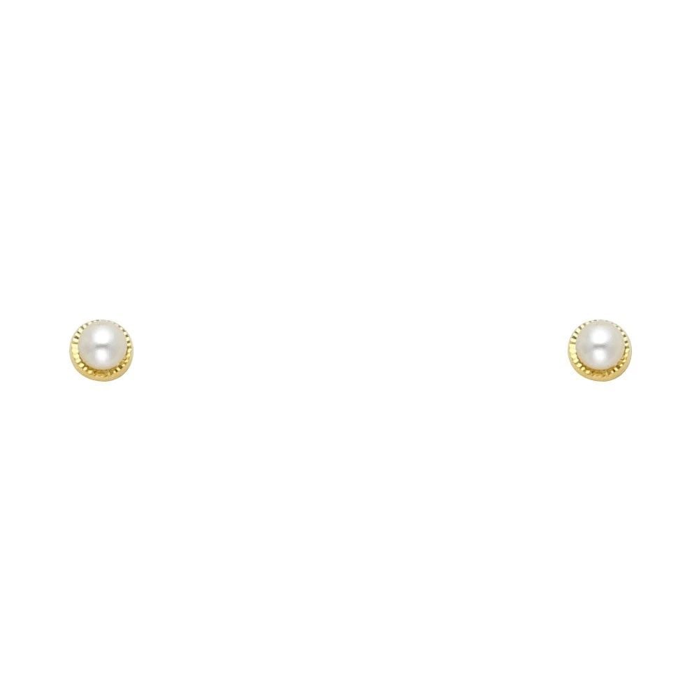 NEW 14K YELLOW GOLD 2.7MM PEARL DC ROUND SCREW BACK STUD EARRINGS: NEW 14K YELLOW GOLD 2.7MM PEARL DC ROUND SCREW BACK STUD EARRINGS 2.7MM PEARL DC ROUND SCREW BACK STUD EARRINGS NEW 14K YELLOW GOLD