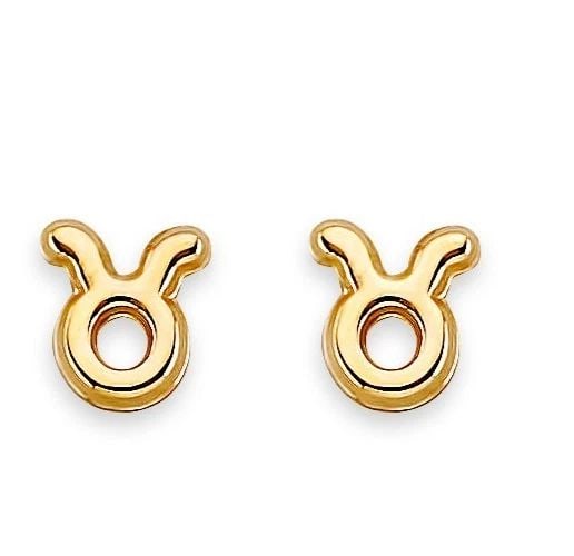NEW 14K YELLOW GOLD ZODIAC-TAURUS STUD EARRINGS WITH SCREW BACK: NEW 14K YELLOW GOLD ZODIAC-TAURUS STUD EARRINGS WITH SCREW BACK ZODIAC-TAURUS STUD EARRINGS WITH SCREW BACK NEW 14K YELLOW GOLD
