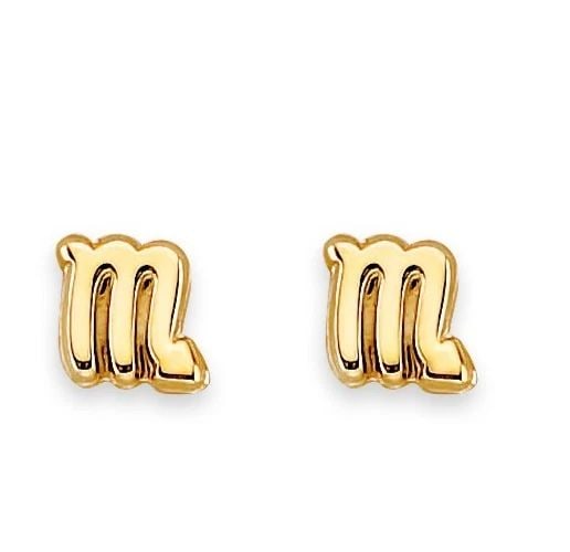 NEW 14K YELLOW GOLD ZODIAC-SCORPIO STUD EARRINGS WITH SCREW BACK: NEW 14K YELLOW GOLD ZODIAC-SCORPIO STUD EARRINGS WITH SCREW BACK ZODIAC-SCORPIO STUD EARRINGS WITH SCREW BACK NEW 14K YELLOW GOLD
