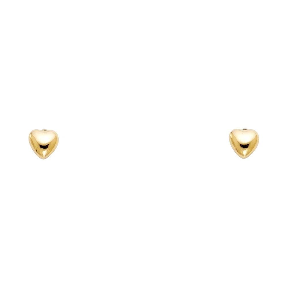 NEW 14K YELLOW GOLD SMALL HEART STUD EARRINGS WITH SCREW BACK (1 of 2)