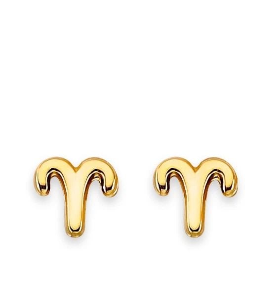 NEW 14K YELLOW GOLD ZODIAC-ARIES STUD EARRINGS WITH SCREW BACK: NEW 14K YELLOW GOLD ZODIAC-ARIES STUD EARRINGS WITH SCREW BACK ZODIAC-ARIES STUD EARRINGS WITH SCREW BACK NEW 14K YELLOW GOLD