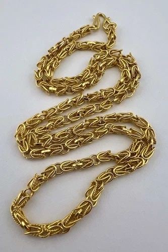 ANTIQUE OLD CHINESE 23K-24K SOLID YELLOW GOLD UNIQUE TWIST ROPE NECKLACE 41.3G (1 of 2)