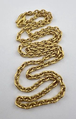 ANTIQUE OLD CHINESE 23K-24K SOLID YELLOW GOLD LINK NECKLACE 31.8G - 22.5": Antique Old CHINESE 23K-24K Solid Yellow Gold Link Necklace 31.8g - 22.5" Size: 22.5" Long Tip To Tip Metal: Test Around 23K-24k Yellow Gold (High Kt Gold) Weight is 31.8 Grams on my scale Amazing Ant
