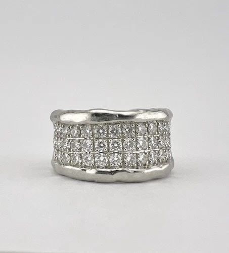 KAT FLORENCE 18K WHITE GOLD & 950 PLATINUM D COLOR 1.37CT DIAMOND HAMMERED RING: KAT FLORENCE 18K WHITE GOLD & 950 PLATINUM D COLOR 1.37CT DIAMOND HAMMERED RING Kat Florence 18k White Gold & 950 Platinum D Color 1.37ct Diamond Hammered Ring Ring Size: 8 - Can Be Adjusted Down Weig