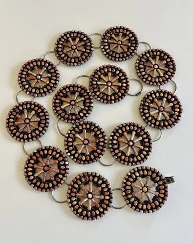 FEDERICO JIMENEZ STERLING SILVER ORANGE SPINY OYSTER CLUSTER CONCHO BELT -423.8G: FEDERICO JIMENEZ STERLING SILVER ORANGE SPINY OYSTER CLUSTER CONCHO BELT -423.8G Massive FEDERICO JIMENEZ Sterling Silver Orange Spiny Oyster Cluster Concho Belt -423.8g Belt Size: 39" - Tip To Tip Bu