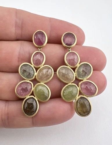 MARCO BICEGO SIVIGLIA ITALY 18K YELLOW GOLD MULTI COLOR SAPPHIRE DANGLE EARRINGS: MARCO BICEGO SIVIGLIA ITALY 18K YELLOW GOLD MULTI COLOR SAPPHIRE DANGLE EARRINGS Marco Bicego Siviglia Italy 18k Yellow Gold Multi Color Sapphire Dangle Earrings Size: 2" Tall With Dangle by 7/8" Wide
