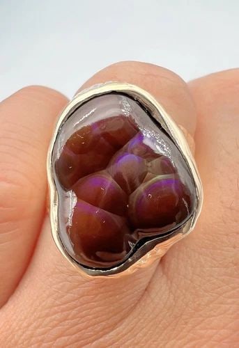 VINTAGE CHUNKY 14K YELLOW GOLD SLAUGHTER MOUNTAIN FIRE AGATE RING SZ 12 - 22.5G: VINTAGE CHUNKY 14K YELLOW GOLD SLAUGHTER MOUNTAIN FIRE AGATE RING SZ 12 - 22.5G Vintage Chunky 14k Yellow Gold Slaughter Mountain Fire Agate Ring Sz 12 - 22.5g Ring Size is 12 - Can Be Resized Weight 