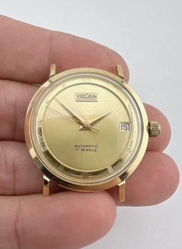 RARE 1970'S VULCAIN 18K YELLOW GOLD CENTENARY SUPER DELUXE RING AUTOMATIC WATCH (1 of 2)