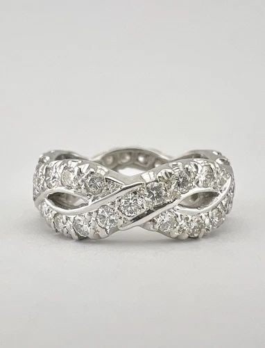 ANTIQUE WHITE GOLD 1.35CT VS2 DIAMOND ETERNITY WEDDING BAND INFINITY RING (1 of 2)