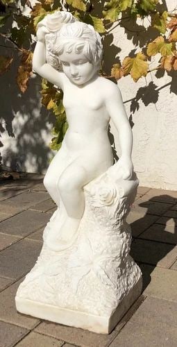 31.5" ANTIQUE 19TH C ITALIAN MARBLE SCULPTURE HAND CARVED GODDESS WOMEN STATUE (1 of 2)