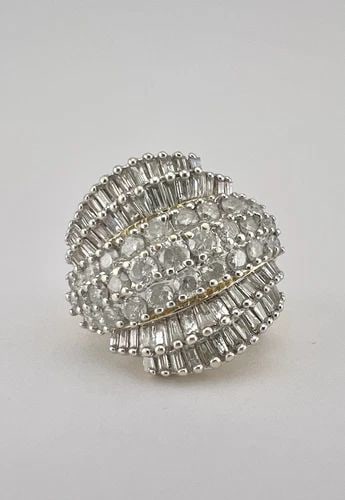 FINE 14K YELLOW GOLD 4.00TCW + APPROX DIAMOND COCKTAIL CLUSTER BYPASS RING 14.6G (1 of 2)