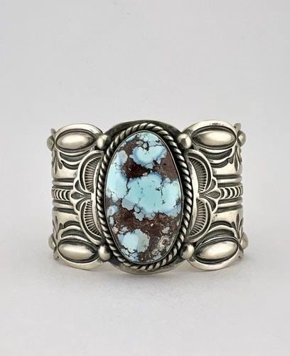 ARNOLD BLACKGOAT NAVAJO STERLING SILVER GOLDEN HILLS TURQUOISE CUFF BRACELET: ARNOLD BLACKGOAT NAVAJO STERLING SILVER GOLDEN HILLS TURQUOISE CUFF BRACELET HUGE Arnold Blackgoat Navajo Sterling Silver Golden Hills Turquoise Cuff Bracelet Cuff is 5 7/8" tip to Tip and has a 1 1/8