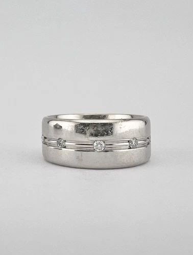 14K WHITE GOLD .20CT DIAMOND ETERNITY WEDDING COMFORT FIT WIDE BAND RING - 7.4G (1 of 2)