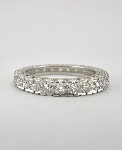 ANTIQUE PLATINUM VS2 - G .78CT DIAMOND ETERNITY WEDDING STACKABLE BAND RING (1 of 2)