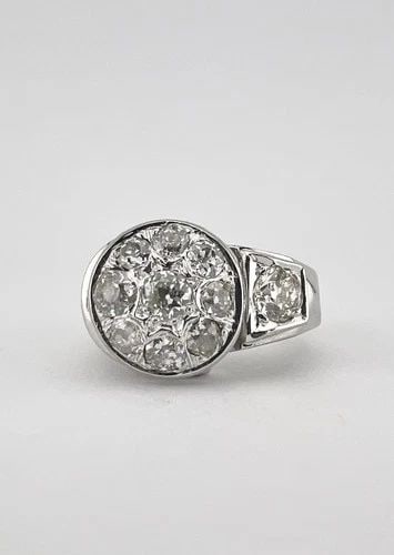 ANTIQUE ART DECO RETRO 14K WHITE GOLD OLD EUROPEAN CUT DIAMOND RING: ANTIQUE ART DECO RETRO 14K WHITE GOLD OLD EUROPEAN CUT DIAMOND RING Antique Art Deco Retro 14k White Gold Old European Cut Diamond Ring Ring Size: 7 - Can Be Resized Metal: Test Around 14k White Gold 