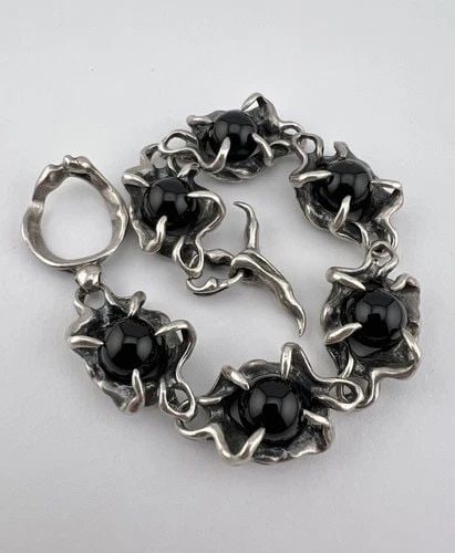 GACKT DARTS GIGOR GOTHIC PUNK BIKER STERLING SILVER & ONYX EVIL DESIGN BRACELET (1 of 2)