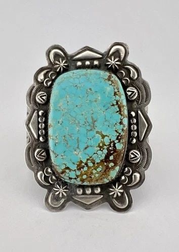 VTG DEAN SANDOVAL NAVAJO STERLING SILVER NATURAL #8 TURQUOISE CUFF BRACELET 144G (1 of 2)