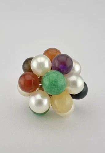 MING'S HONOLULU 14K YELLOW GOLD MULIT GEMSTONE CLUSTER FLORAL RING SZ 6.5: MING'S HONOLULU 14K YELLOW GOLD MULIT GEMSTONE CLUSTER FLORAL RING SZ 6.5 Ming's Honolulu 14k Yellow Gold Multi Gemstone Cluster Floral Ring 10.5g Size: 6.5 - Can Be Resized Weight is 10.5 Grams on my