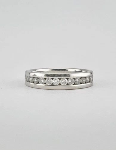DESIGNER 14K WHITE GOLD .90CT DIAMOND ETERNITY WEDDING COMFORT FIT BAND RING (1 of 2)