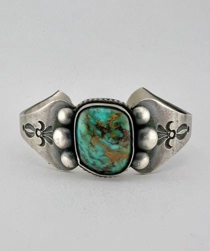 ERNEST ROY BEGAY NAVAJO STERLING SILVER ROYSTON TURQUOISE CUFF BRACELET 88.1G (1 of 2)