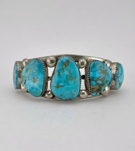 LAWRENCE CRAIG NAVAJO STERLING SILVER HIGH GRADE ROYSTON TURQUOISE CUFF BRACELET (1 of 2)