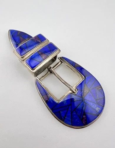 B.G. MUDD BGM NAVAJO STERLING SILVER LAPIS & SUGILITE RANGER 4 PIECE BELT BUCKLE (1 of 2)