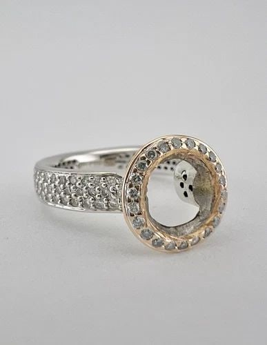 RITANI 18K ROSE & WHITE GOLD PAVE DIAMOND ENGAGEMENT RING SETTING MOUNTING: RITANI 18K ROSE & WHITE GOLD PAVE DIAMOND ENGAGEMENT RING SETTING MOUNTING Ritani 18K Rose & White Gold Pave Diamond Engagement Ring Setting Mounting Ring is a Engagement Ring Mounting With No Center 