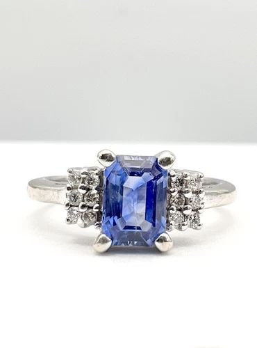 BITA BY EFFY 14K WHITE GOLD 1.25CT CEYLON CORNFLOWER BLUE SAPPHIRE DIAMOND RING (1 of 2)