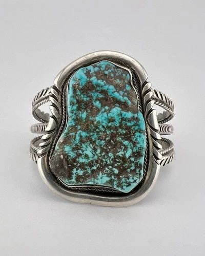 HUGE VTG NAVAJO STERLING SILVER SLEEPING BEAUTY TURQUOISE CUFF BRACELET 93.8G (1 of 2)