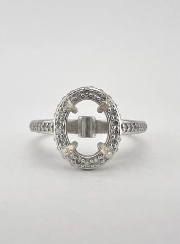 14K WHITE GOLD SEMI MOUNT HOLDS 1.00CT OVAL DIAMOND ENGAGEMENT RING MOUNTING (1 of 2)
