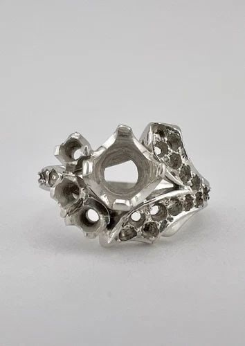 ANTIQUE DECO PLATINUM SEMI MOUNT DIAMOND CLUSTER RING MOUNTING 6.7G (1 of 2)
