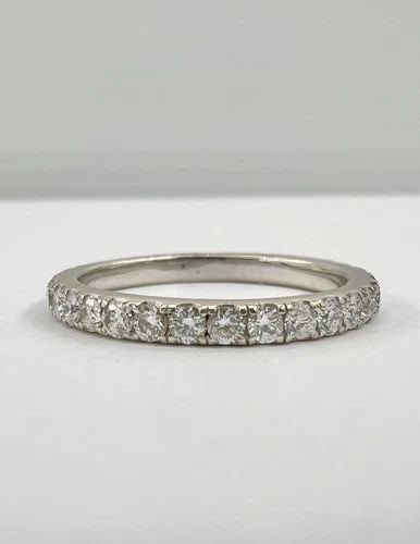DESIGNER 14K WHITE GOLD .50CT APPROX DIAMOND STACKING WEDDING ETERNITY BAND RING (1 of 2)