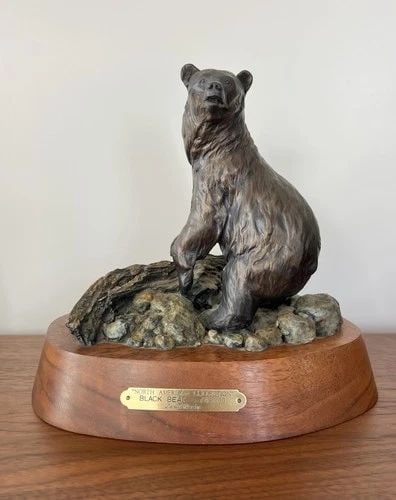 VINTAGE DANIEL PARKER BRONZE BLACK BEAR SCULPTURE LIMITED EDITION #42/100 SIGNED (1 of 2)