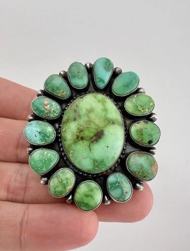 HUGE SHEILA TSO NAVAJO STERLING SILVER SONORAN GOLD TURQUOISE CLUSTER RING 38.7G: HUGE SHEILA TSO NAVAJO STERLING SILVER SONORAN GOLD TURQUOISE CLUSTER RING 38.7G HUGE SHEILA TSO Navajo Sterling Silver Sonoran Gold Turquoise Cluster Ring 38.7g Ring Size: 9 - Adjustable In Size Weig