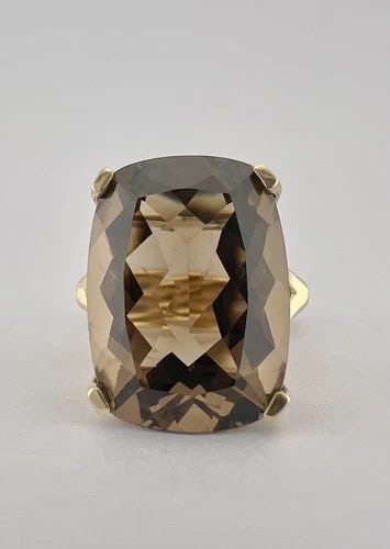 DESIGNER MODERNIST 10K YELLOW GOLD SMOKEY TOPAZ WOMEN'S COCKTAIL RING: DESIGNER MODERNIST 10K YELLOW GOLD SMOKEY TOPAZ WOMEN'S COCKTAIL RING Designer Modernist 10k Yellow Gold Smokey Topaz Women's Cocktail Ring Ring Size: 7 - Can Be Resized Metal: 10k Yellow Gold - Teste