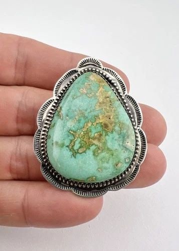 FEDERICO JIMENEZ STERLING SILVER ROYSTON TURQUOISE STAMPED HOOK PENDANT (1 of 2)