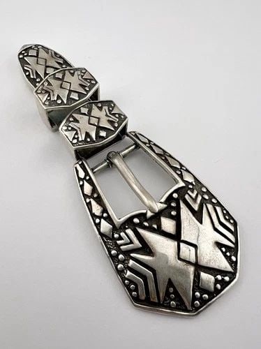 VTG WESTERN STERLING SILVER DEEP STAMPED 4 PIECE RANGER BELT BUCKLE 87.8G (1 of 2)