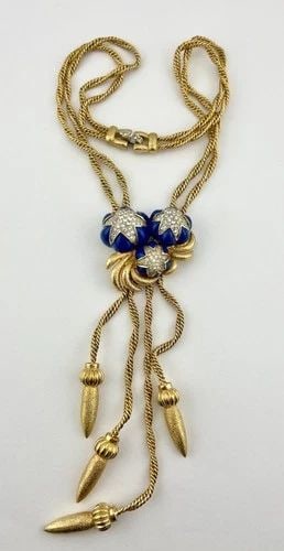 JOSEPH MAZER "JEWELS OF FANTASY" PAVE ENAMEL STAR FRUITS GOLD PENDANTS NECKLACE: JOSEPH MAZER "JEWELS OF FANTASY" PAVE ENAMEL STAR FRUITS GOLD PENDANTS NECKLACE RARE Vintage Joseph Mazer "Jewels of Fantasy" Pave Enamel Star Fruits Gold Pendants Necklace Necklace Size: 16" Long - C