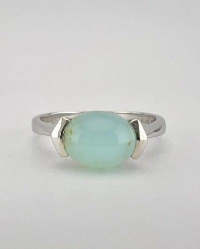 FINE BH BY EFFY 14K WHITE GOLD & NATURAL CABOCHON OVAL BLUE CHALCEDONY RING (1 of 2)