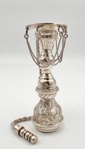 VINTAGE STERLING SILVER REPOUSSE FLOWER FIGURAL HOOKAH SMOKING PIPE 4.5"-108G (1 of 2)