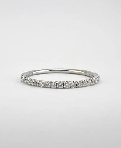 DESIGNER 14K WHITE GOLD .45CT PAVE DIAMOND ETERNITY WEDDING STACKABLE BAND RING (1 of 2)