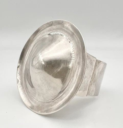 VTG MODERNIST CONTEMPORARY STERLING SILVER ABSTRACT SHIELD CUFF BRACELET 102G (1 of 2)