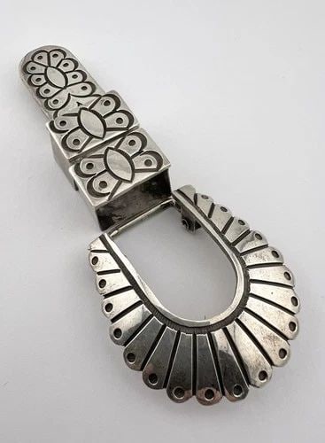 KENNETH BILL NAVAJO STERLING SILVER DEEP STAMPED 4 PIECE RANGER BELT BUCKLE 60G (1 of 2)