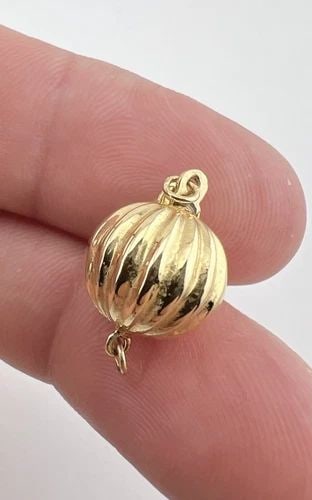 VINTAGE 18K YELLOW GOLD SINGLE STRAND BRACELET NECKLACE BALL CLASP BAIL FINDINGS (1 of 2)