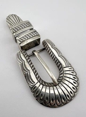 VTG ABRAHAM BEGAY NAVAJO STERLING SILVER STAMPED 4PC RANGER UNISEX BELT BUCKLE (1 of 2)